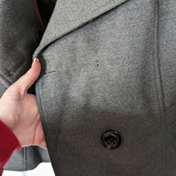 Preppy American Rag Double Breasted Grey Pea Coat Women's Size Large *FLAW* - Picture 9 of 10